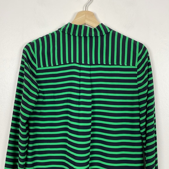 J Crew Silk Womens 2 Long Sleeve Striped Pullover 1/2 Button 2 Pockets Tunic Top - Picture 7 of 8